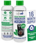 Descaling Kit For Pod Coffee Makers, Two Bottles Of Descaler Solution, Removes Limescale For Hotter Coffee, Eco Power label visible
