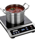 Induction Cooktop Pro Portable Workhorse Burner With 8 Inch Heating Coil Premium Stainless Steel Countertop Hot Plate NSF Certified 1800W 10 Hour Timer Fast Heat For Busy Kitchens