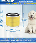 Pet Allergy Ready Replacement Filter For RP-AP088 Air Purifier with True HEPA H13 for ammonia odor, shown with puppy