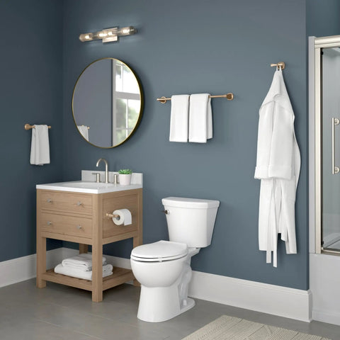 Bathroom with 8 Inch Champagne Bronze Wall Mounted Towel Holder For Bathroom And Kitchen Space Saving Towel Bar No Fuss Easy Install Durable Finish