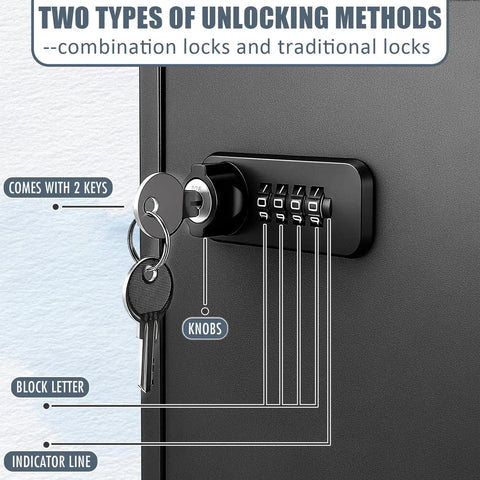 Straight Up Secure 48 Key Lock Box Wall Mount with combo lock and backup key unlocking methods shown.