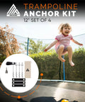 Heavy Duty Trampoline Wind Anchors Kit With Stakes And Straps For Secure Ground Setup 12 Inch Ground Anchors Set Of 4