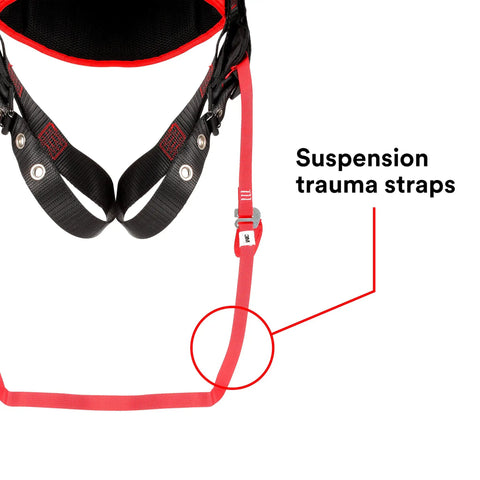 Suspension trauma straps of Welders Fall Protection Full Body Harness With 5 Point Fit And 3 D Rings Tongue Buckles 420 Pound Capacity Medium Large Red Black Keeps You Upright On The Job Site And Ready For Any Safe Position.