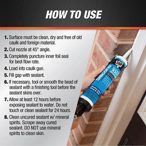 Step-by-step guide on using Heavy Duty 100 Pure Silicone Rubber Sealant In Black, Smooth Operator Caulk for sealing gaps.