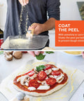 OUII aluminum pizza peel with foldable wood handle, 12 x 14 inch, oven-use kitchen tool