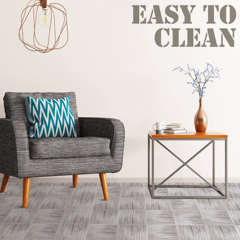 Living room with No Fuss Peel And Stick Wood Grain Vinyl Floor Tiles 12 By 12 Inch 48 Pack Waterproof Self Adhesive Flooring