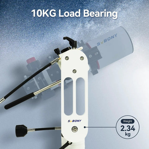 Alt-Azimuth Telescope Mount With Adjustable Angle, Lightweight 2.34kg CNC Hollow Design, 10kg Load Capacity, close-up view.