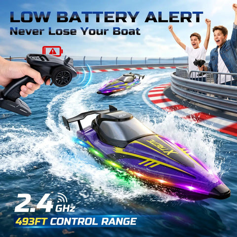 17 Inch High Speed RC Jet Boat With Self Righting Design And Nine LED Lights, 32 Plus KPH Top Speed, Up To 30 Minute Run Time racing