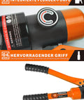 Hydraulic Wire Rope Crimping Tool Kit With 9 Die Sets For 12 AWG To 2/0 AWG Cables showing handles and control dial.