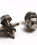 Eight Pack Stainless Steel License Plate Screws With Flange Cross Recessed Hex Bolts M5 Thread for Car Frames, close-up