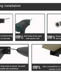 Drilling installation steps for Heavy Duty 8 Inch Black Shelf Brackets Set Of 4 Industrial Floating Wall Mounted Shelving Supports.