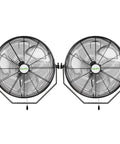 20 Inch Industrial Wall Mount Fan Featuring Hella Powerful 4600 CFM Airflow, heavy duty metal barn design, and adjustable pull chain.