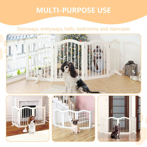 Rock Solid Freestanding Pet Gate With Quick Rollout Four Panel Dog Safety Fence Heavy Duty crafted for use in various home settings.