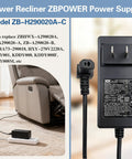 Replacement 29V 2A Wall Power Supply Adapter ZB-H290020A-C for recliner, black AC/DC adapter with two-pin plug