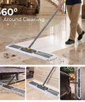 Heavy Duty 36 Inch Commercial Flat Mop With Extra Long Aluminum Pole For Garages And Shops Rock Solid 360 Swivel Head in action on floor.