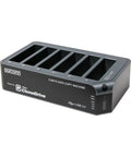 Heavy Hitter USB Three Zero Six Bay Hard Drive Duplicator with 6 slots for SATA drives, USB 3.0, plug-and-play design.
