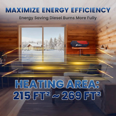 8Kw Diesel Air Parking Heater For Rv Garage Van Truck With Smart App Control, shown in a cozy room targeting 215 ft² to 269 ft².