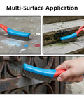 Rust Removal Wire Brush With Ergonomic Handle, Stainless Steel 8-Row Metal Scrubber cleaning paint, concrete, and metal surfaces.