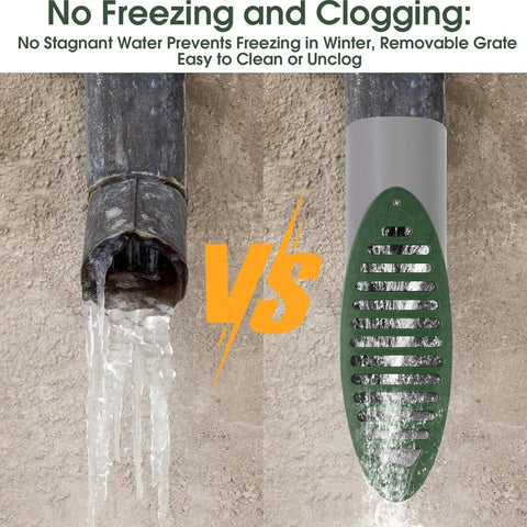 Comparison of water flow in pipes with and without Angled Drainage Grate For Yard And Outdoor Drainage, 4 Inch Emitter Grate With Built In Grille Cover