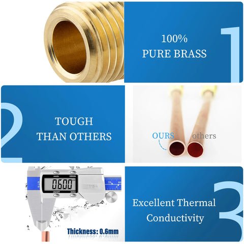 Schrader HVAC service valve kit, 10 pcs, brass fittings, 1/4 in SAE x 1/4 in OD, 2.5 in stem, plastic box