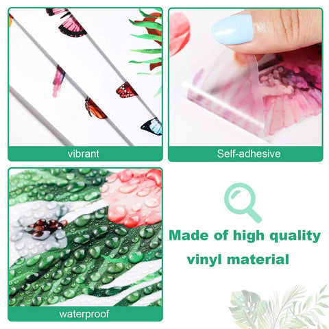 Three Sheets Hummingbird Wall Stickers Set With Flowers And Birds Easy Peel And Stick Vinyl Clings detail showing vinyl quality