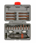 Open storage case of Beefy Half Inch Drive Hex Grip Impact Driver Kit with various bits and driver in compartments.