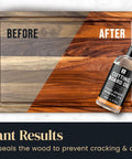 Food Grade Mineral Oil For Wood Cutting Boards And Butcher Blocks 16oz with before-and-after treated cutting board images