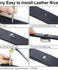 Step-by-step guide of using Colorful Leather Rivets Kit 380 Sets 8mm And 8x10mm 8x7mm Silver Double Cap Rivets With Tool DIY Kit on leather.