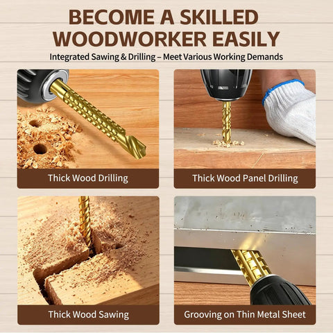 Eight Pack Titanium Coated HSS Twist Drill Bits Metric Set 3 To 10MM cobalt alloy used for thick wood drilling and sawing.