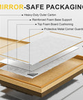 Packaging diagram for Two Pack 48 By 28 Inch Home Gym Wall Mirrors Frameless Tempered Glass Full Length HD Reflection No Distortion Large Body Mirror