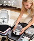 Sleek Mini Portable Washing Machine With Bright Digital Screen And Cordless Battery For Hella Fast Loads designed for easy packing in a suitcase.
