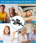 Heavy Duty 3 in 1 Travel Door Lock Kit for Privacy and Home Security shown with different users: travelers, students, solo dwellers, elderly.