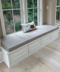 Custom Bench Cushions For Indoor Furniture And Bay Window Seats, Thick 70D Foam Pad, Non Slip Indoor Cushion shown on window seat