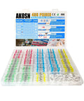 Front-view 455-piece heat-shrink solder-seal butt connector kit in clear storage case; five colors/sizes for 26-10 AWG wiring.