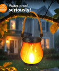 Two Pack Solar Flame Lantern Lights With Flickering Flame Effect For A Lit Outdoor Look Outdoor Hanging Lanterns Waterproof