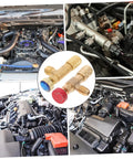 Heavy Duty Brass Refrigerant Valve Adapter Swaps R410 To R22 Smooth As Silk For Car Ac And Ev Coolers No Sweat Plug Right In Quick Install Fitting Kit With Injector showing engine components and valves.