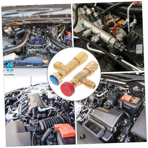 Heavy Duty Brass Refrigerant Valve Adapter Swaps R410 To R22 Smooth As Silk For Car Ac And Ev Coolers No Sweat Plug Right In Quick Install Fitting Kit With Injector showing engine components and valves.