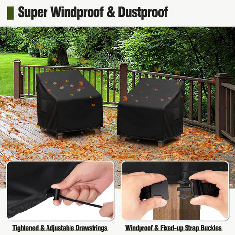 Outdoor Chair Covers Waterproof Built To Last Heavy Duty UV Resistant For Rocking Adirondack And Wicker Chairs Up To 35W X 37D X 36H Inches Two Pack With Air Vents And Handles For Easy Fit And All Weather Protection
