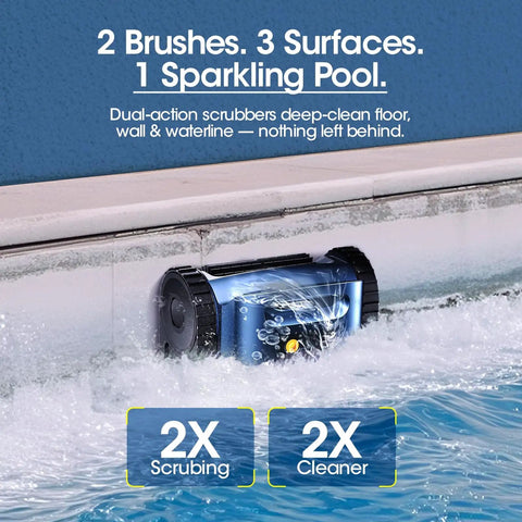 Go-To Robotic Pool Vacuum With Smarter Navigation and Track Drive cleaning pool wall