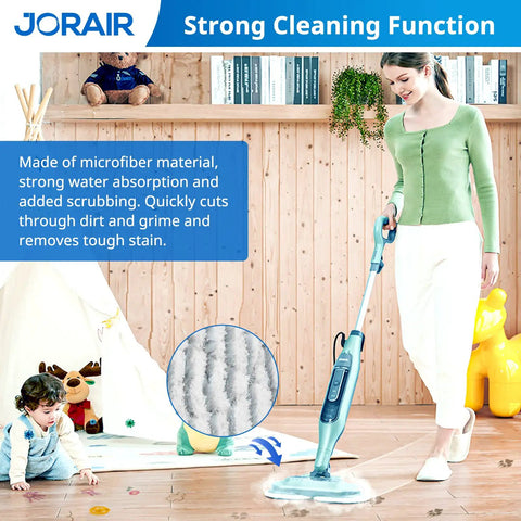 Woman using steam mop with Replacement Steam Mop Pads For Shark S7000AMZ S7001 S7001TGT S7000 Series, textured microfiber