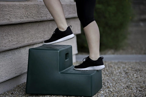 Two Step Mounting Step For Horses With Wide Stable Base Built In Handle Durable Pro Grade Plastic Great For Barns And Training Facilities Portable And Easy To Transport Ideal For Training And Grooming Sessions, two-step plastic horse mounting block