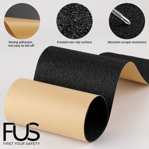 No Slip Stair Treads With 80 Grit PET Non Skid Tape showing frosted non-slip surface and strong adhesion