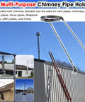 Heavy Duty Top Rating Universal Flue Support Bracket Adjustable 3 To 10 Inches Round Chimney Pipe Wall Mount Holder Solid Grip For Fireplaces Furnaces No Fuss Quick Setup on a rooftop.