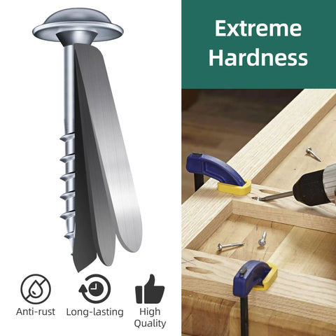 Pocket Hole Screws Kit 95Pcs with 150mm Drill Bit and Magnetic Driver Bit shown with anti-rust and high hardness features
