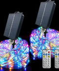 Outdoor Solar Powered Rope Lights 132 Ft Twin Pack 400 LED Lit Color Changing Fairy Lights Waterproof IP65 with Remote