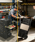 Foldable Heavy Duty Work Table For StackTech Toolbox Systems Portable Side Workbench Attachment With 50 Lb Load Capacity installed on toolbox