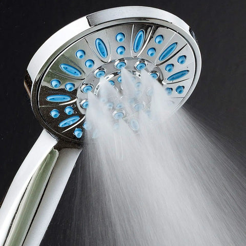 Anti-Clog High-Pressure Hand Shower With 6 Settings And Grime-Guard Nozzles For No Clogs Powerful Spray