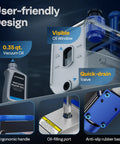 VIVOHOME HVAC vacuum pump with 0.35 qt oil bottle, visible oil window, blue ergonomic handle, anti-slip base for automotive use.