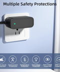Heavy Duty 21V Drill Battery Charger For Both Cordless Tools charging in wall outlet, showcasing safety features and compact design.