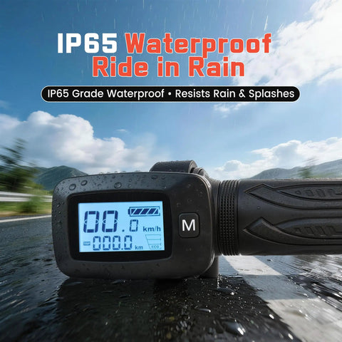 Full Twist Ebike Throttle With M Mode Button And LCD Display, 3 Pin 48V System, Plug And Play Throttle For Tutti Soleil 01 Electric Dirt Bike, Real Time Speed, Battery Level, Mileage And Theft Lock